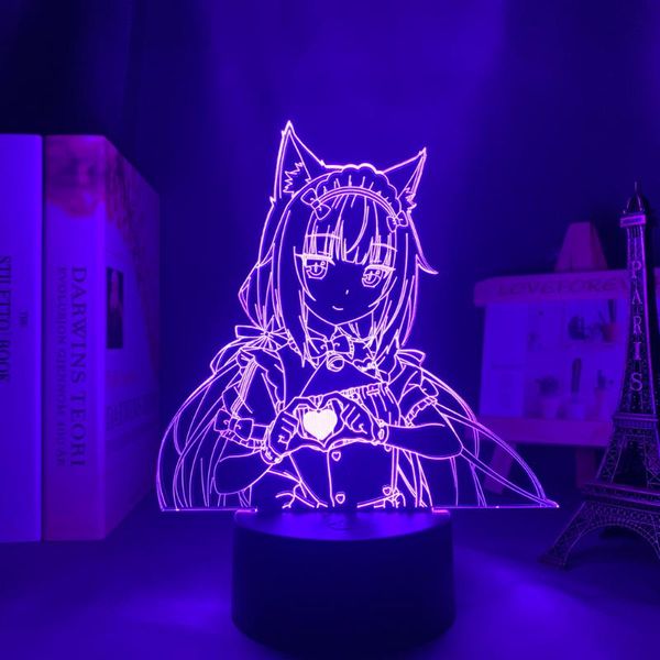 

night lights anime led light nekopara vanilla for bedroom decor manga children's birthday gift room 3d lamp