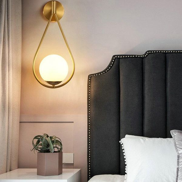 

wall lamps white glass living room led gold black metal bedroom bedside light sconce 110-260v decoration luminaire