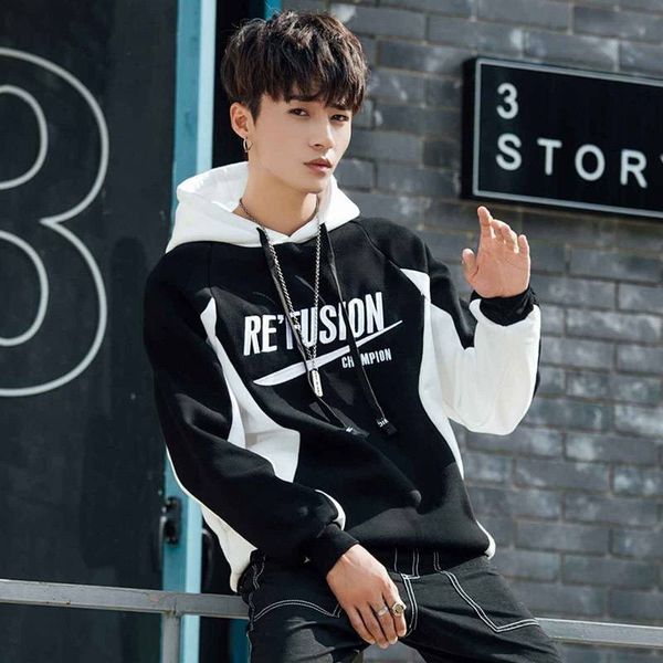 

2021 new engraado hip hop hoodie japo casual moletons streetwear outono high street carta moletom de impresso moda masculina com capuz 0sa5, Black