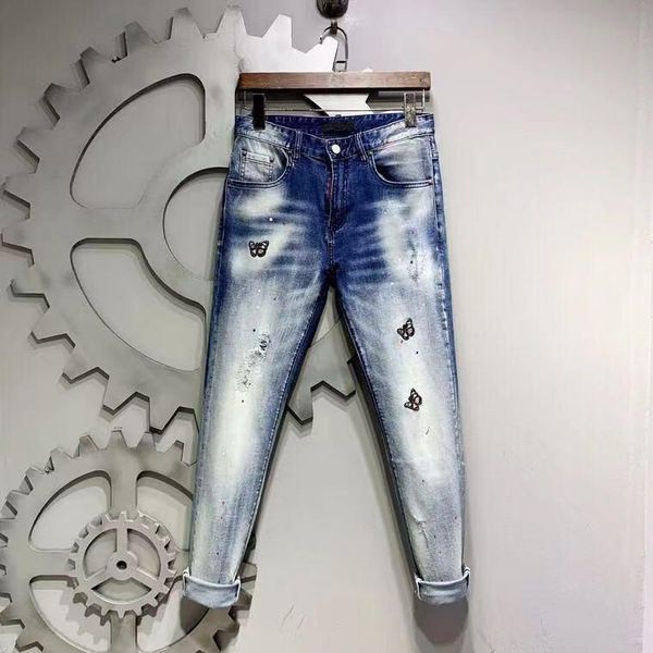 

men's jeans sa09673 fashion 2021 runway luxury european design party style clothing, Blue