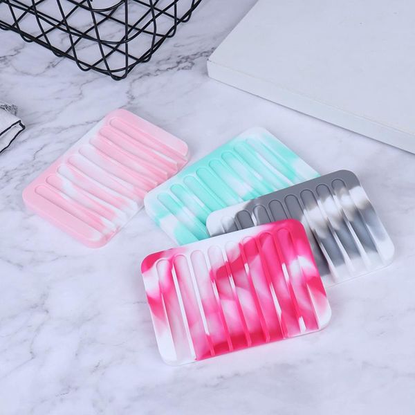 

soap dishes reusable silicone bathroom dish plate holder tray storage case