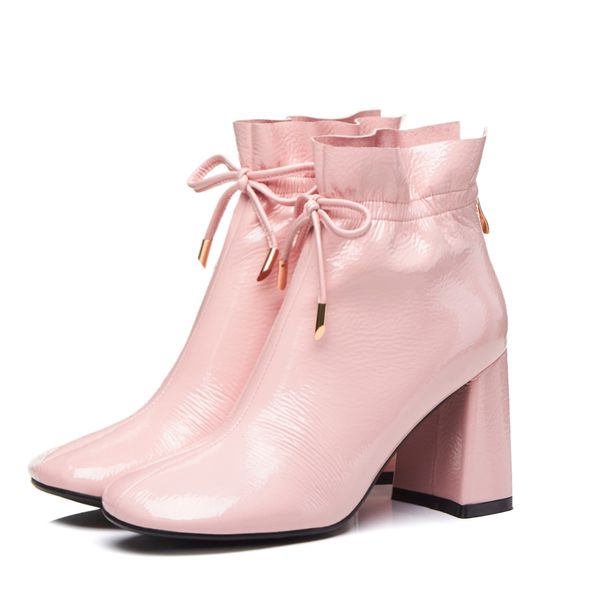 

fashion shoes 2021 spring/autumn women shoes ankle boots for women square heel square toe microfiber material high heel boots, Black