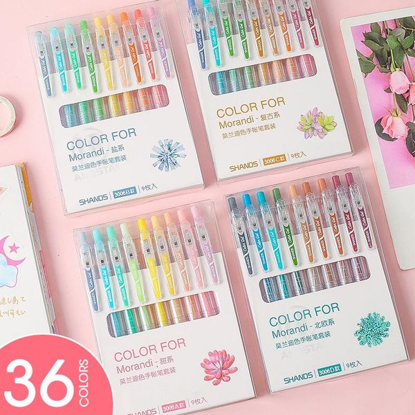 

gel pens andstal 36 morandi colors 9 colors/set retractable pen 0.5mm color ink gelpen school office supplies stationary set