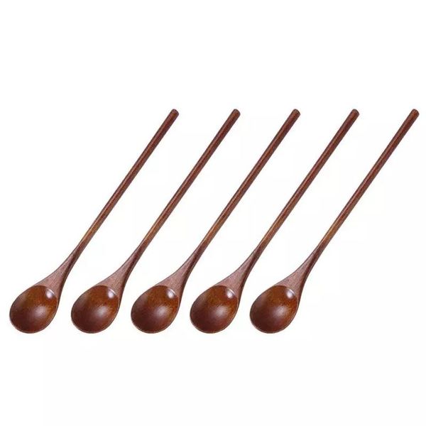 

spoons 5pcs/set retro natural vintage safe wooden spoon set for cooking stirring dessert eating coffee mixing tea demitasse