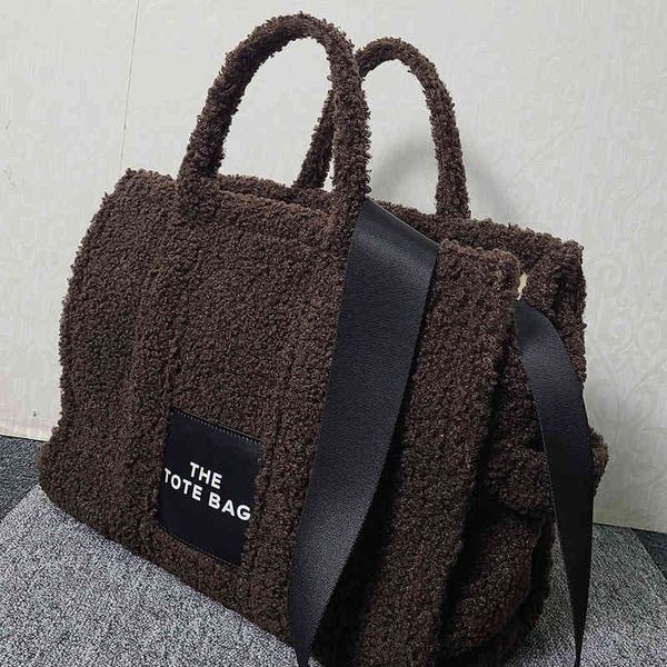 

shoulder bags luxury designer brand faux fur bag women fluffy winter shopping handbag plush ladies large volume fashion 1213