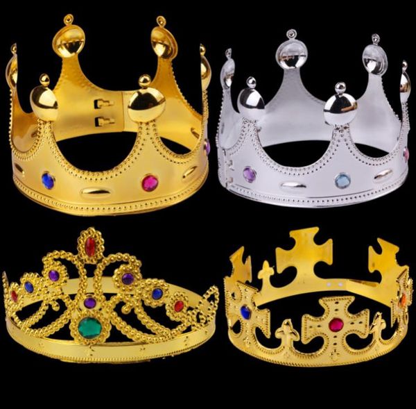 COSPLAY King Queen Crown Party Cappelli Tire Prince Princess Crowns Cappello festivo di compleanno Oro argento 2 colori con borse OPP SN3001