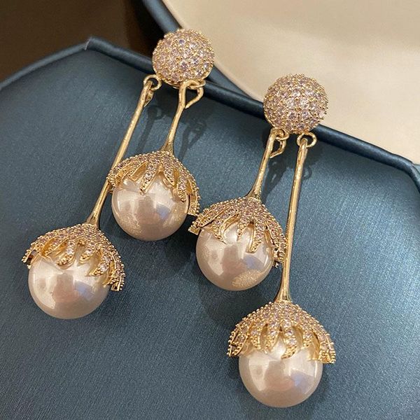 

hoop & huggie earrings for women 2021 pearl tassel temperament luxury jewelry french gift stainless steel designer black gold, Golden;silver