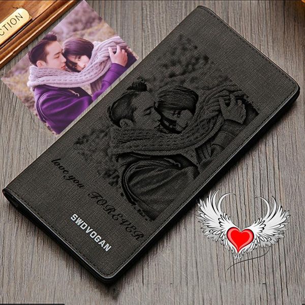 

wallets men wallet quality long design multi-card position thin personalized customized gift diy text po picture printed, Red;black