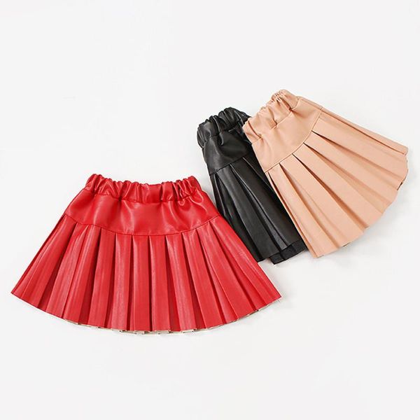

skirts #yx033 girls pu pleated skirt / 3-10 years old red,pink,black, Blue