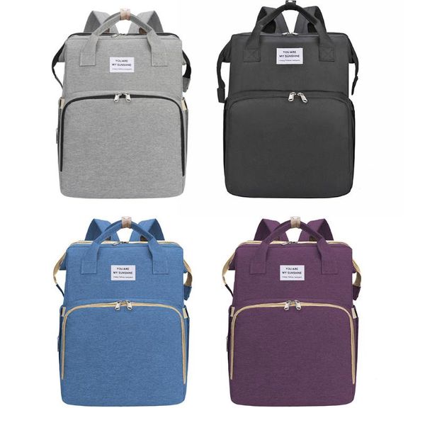 

3 in 1 multifunctional diaper backpack folding crib maternity nursing bag