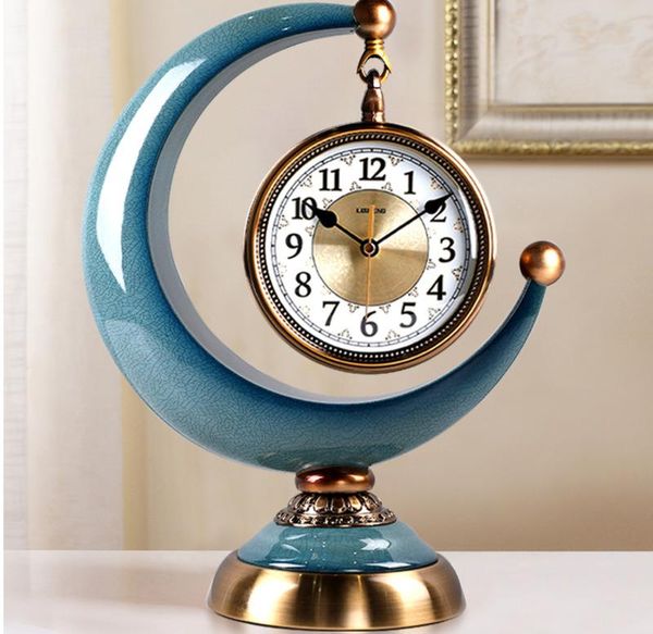 

desk & table clocks crescent clock quartz ornaments living room bedroom retro