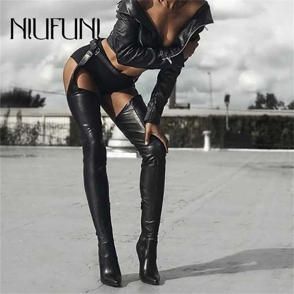 

strange siamese trousers boots black snake pattern pointed stretch zip over the knee stiletto women high shoes 211217