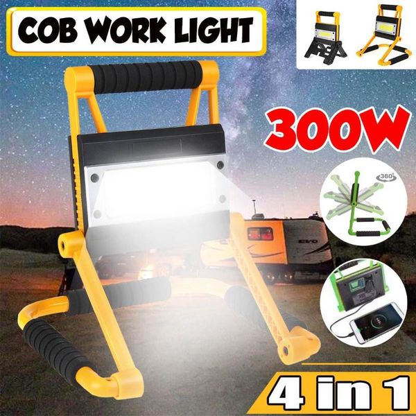 

portable lanterns 300w usb charging work light folding rotary outdoor cob anti-fall flood searchlight campe lantern