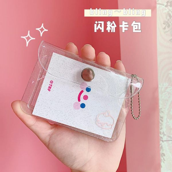 

card holders fashion waterproof pvc women case transparent business holder men bag id mini wallet girls coin purse, Brown;gray