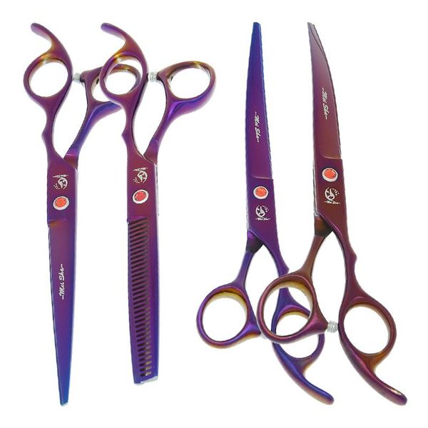 

hair scissors 7.0" professional animals cutting thinning steel 440c dog grooming shears set curved tesouras pet suppliers b0020a