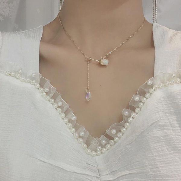 

chains lady charm fashion simple campus goddess neck repair clavicle chain personality flower shape necklace girl, Silver