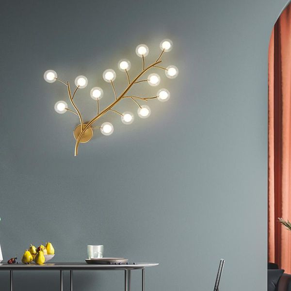 

nordic magic bean golden led wall light tree shape design decoration for living room corridor aisle metal sconce lamp fixtures