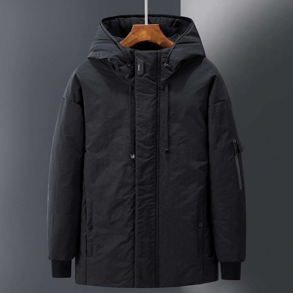 

2021down jacket men's short down jacket korean leisure fashion hooded jacket thickened white down jacketwinter, Black