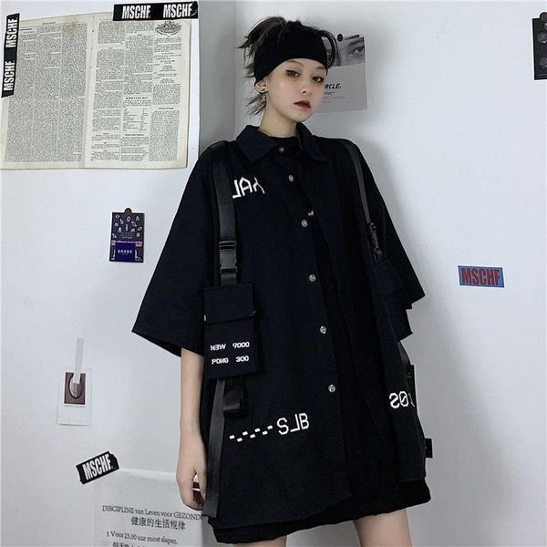 

vintage style blouse women half sleeve harajuku turn down collar plus size 2021 summer korean fashion clothing shirts, White