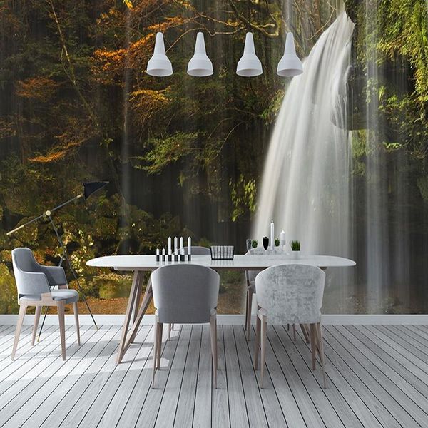 

wallpapers bacal custom 3d wall mural wallpaper home decor green mountain waterfall nature landscape po paper for living room