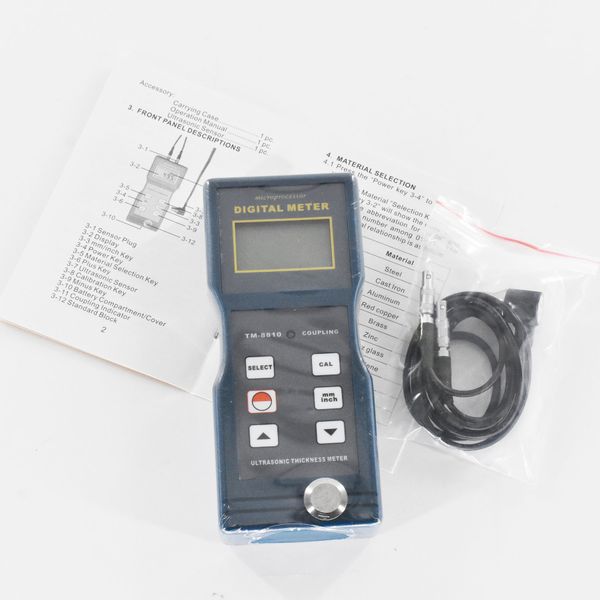 Medidor de espessura ultra-sônica de alta resolução TM-8810 11 tipos de materiais Testador de espessura de ferro fundido de alumínio de aço