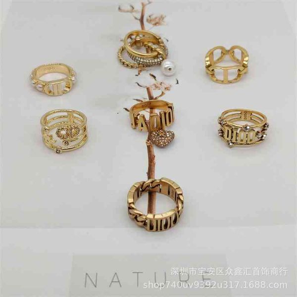 

75%off outlet new letter brass closed simple versatile ring, Silver