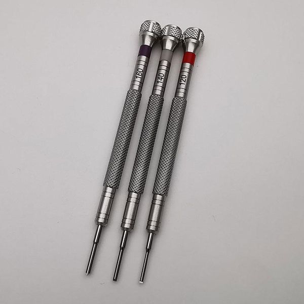 Kits de ferramentas de reparo, chaves de fenda em formato de t, para parafusos de pulseira de relógio, 1,2 mm, 1,4 mm, 1,6 mm com embalagem de tubo de PVC 204f