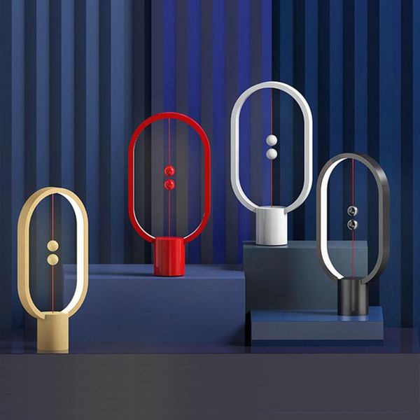 

night lights usb rechargeable hengpro balance led table lamp ellipse magnetic mid-air switch touch dimming light home decor