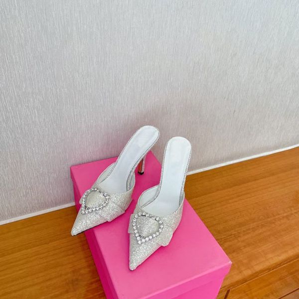 2021 Pantofole da sposa di lusso temperamento elegante punta singola scarpa colore brillante tacchi alti sottili 9 cm amore sexy taglia 35-41