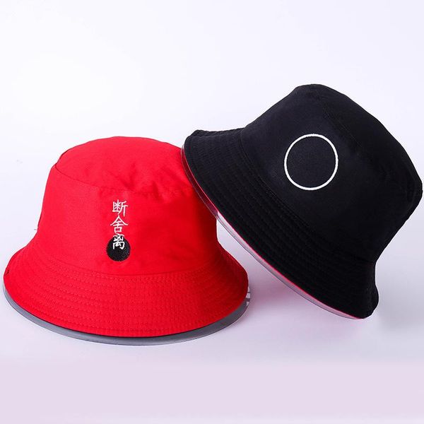 

cloches harajuku bucket hat two side black yellow fishing outdoor sunhat chinese letter summer fisherman women 2021 yy173, Blue;gray