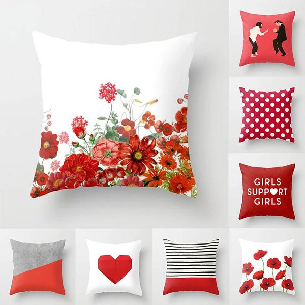 

pillow case red plaid pink lolita cushion covers lovely print geometric 18" pillows cover decorative modern nordic throw