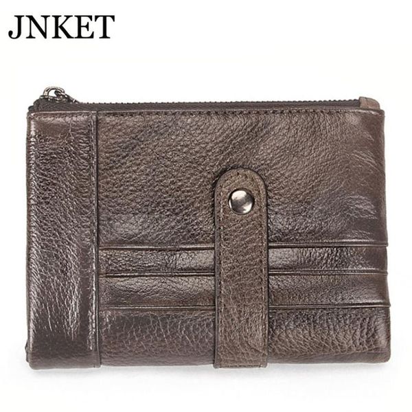 

wallets jnket retro men's zipper short wallet cow leather clutch multi-card billfold card holder notecase, Red;black