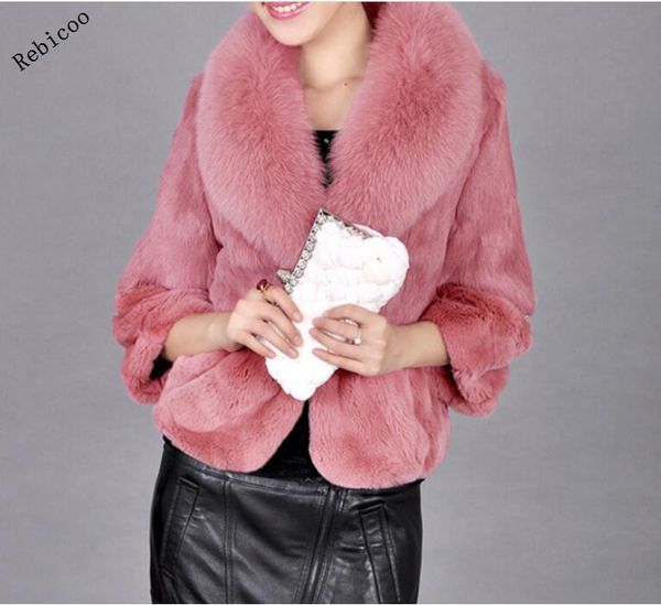 

women's fur & faux fake coat floral jacket cardigan warm casual outwear overcoat parka coats, Black