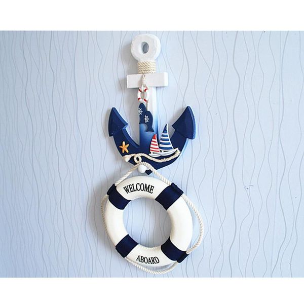 

mediterranean sailboat anchor pendant wooden wall hanging ornaments bar marine creative home decorations m3218