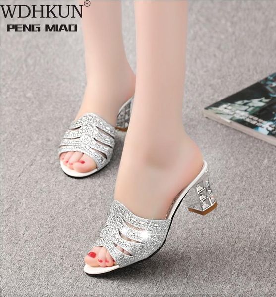 

wdhkun girl gladiator opened toe summer sandal rhinestone square heel sandals women hight heel sandals plus size 35-41, Black