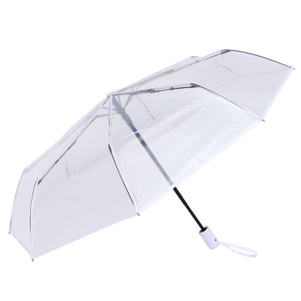 

umbrellas 1pc fully automatic triple folding transparent umbrella outdoor