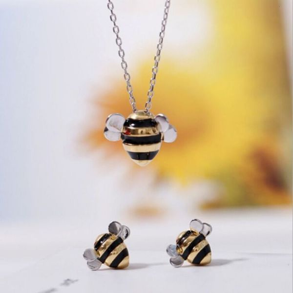 

cute bee 925 sterling silver necklaces & pendants choker necklace jewelry collar colar de plata