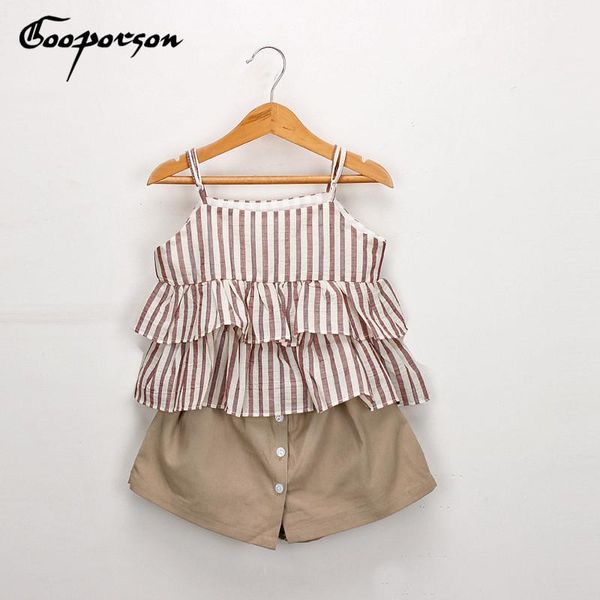 

clothing sets gooporson summer kids clothes stripes suspenders culotte fashion toddler girls set cute korean children outfits, White