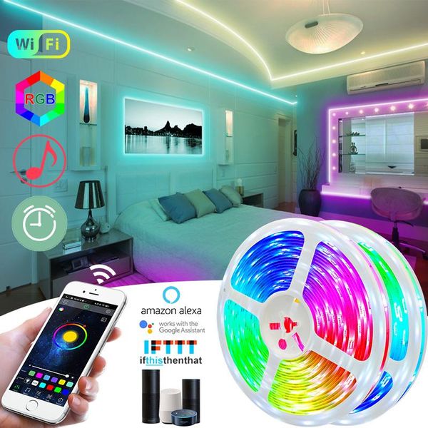 

strips 25m 10m rgb led strip light waterproof diode tape 5m flexible ribbon dc 12v adapter+ir remote or bluetooth