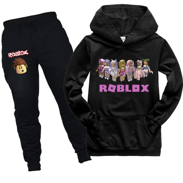 

toddler robloxing anime hoodies boys clothing set fashion long sleeve kids t shirt trousers children kid girl sweatshirt suit, White