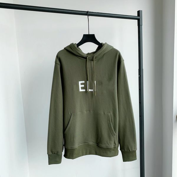 

70% off aw21 new cl + letter printed olive green couple terry hoodie, Black