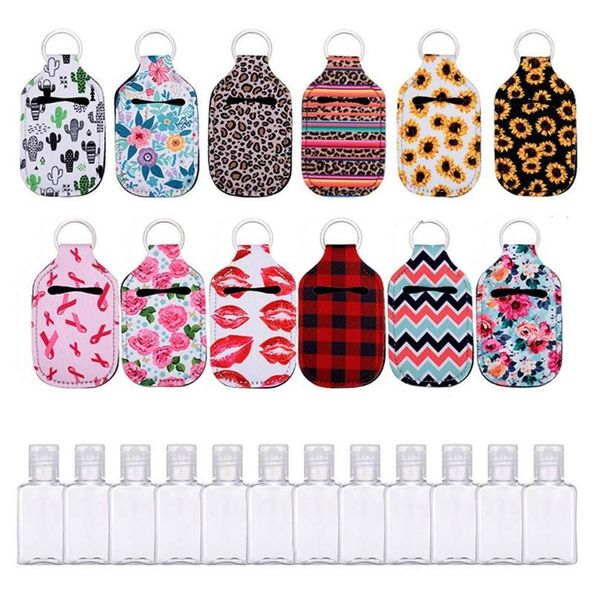 

12 styles hand sanitizer keychain holder empty travel bottle refillable container reusable bottles with keychain jllbdj