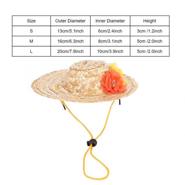 

dog apparel pet costume headwear hat straw puppy cap with colorful flowers for party decorations products cosplay