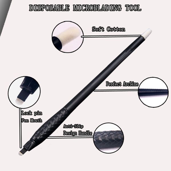 

10pcs permanent makeup manual tattoo eyebrow pen manual tattoo pen with microblading blades eyebrow tattoo needles