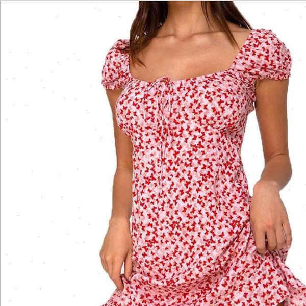 

2021 summer casual women wrap boho flora print dress ladies holiday beach short sleeve square neck mini lady dress bodycon mujer, Black;gray