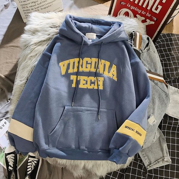 

oversized sweatshirt women's clothes hoodies harajuku warm pullover coat drawstring pink womens korean style 201126, Black