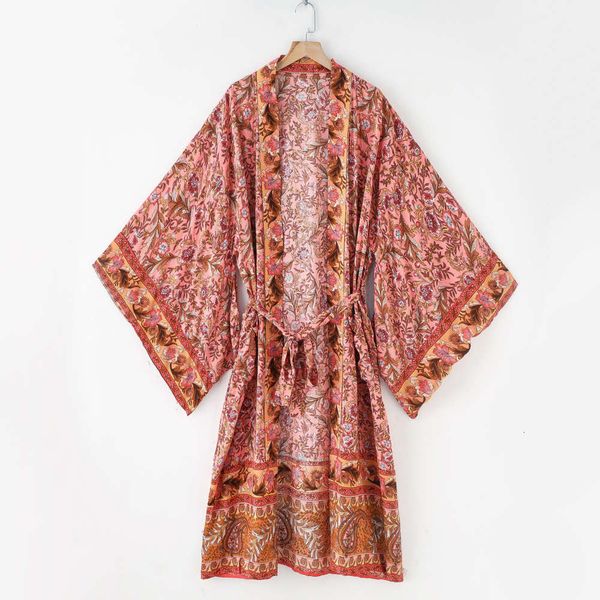 

autumn women's rayon printed cardigan and kimono coat, Black;brown
