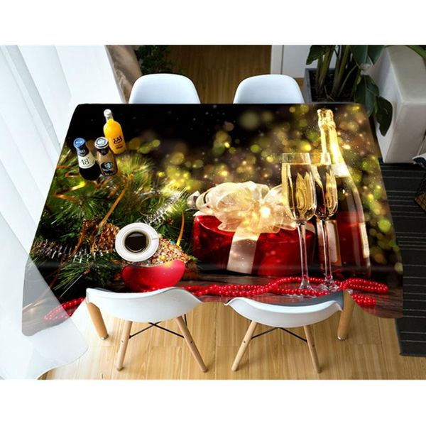 

table cloth thicken cotton tablecloth 3d pattern champagne and wine dustproof rectangular round for christmas