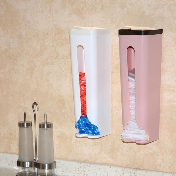

hooks & rails household wall-mounted plastic bag storage box portable shopping rack creative kitchen garbage container