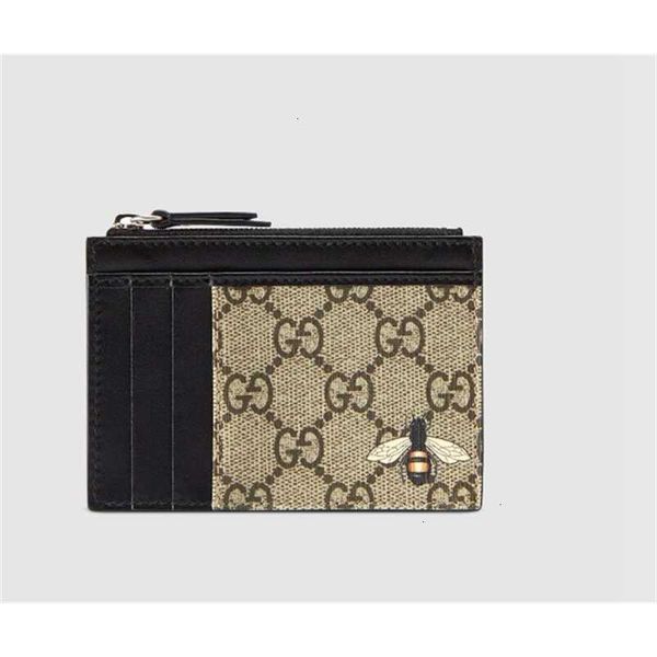 

leather pouches brand wallets designer card cases luxury long 597555 chain wallet bee key print holders card purse clutches case, Black;red